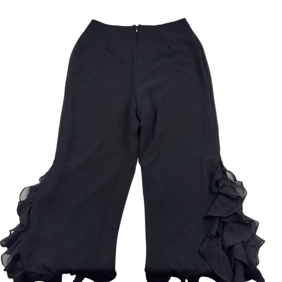 J.R. Nites by Caliendo Wide Leg Ruffle Flare Bottom Dressy Pants Women's Size L - Picture 3 of 9